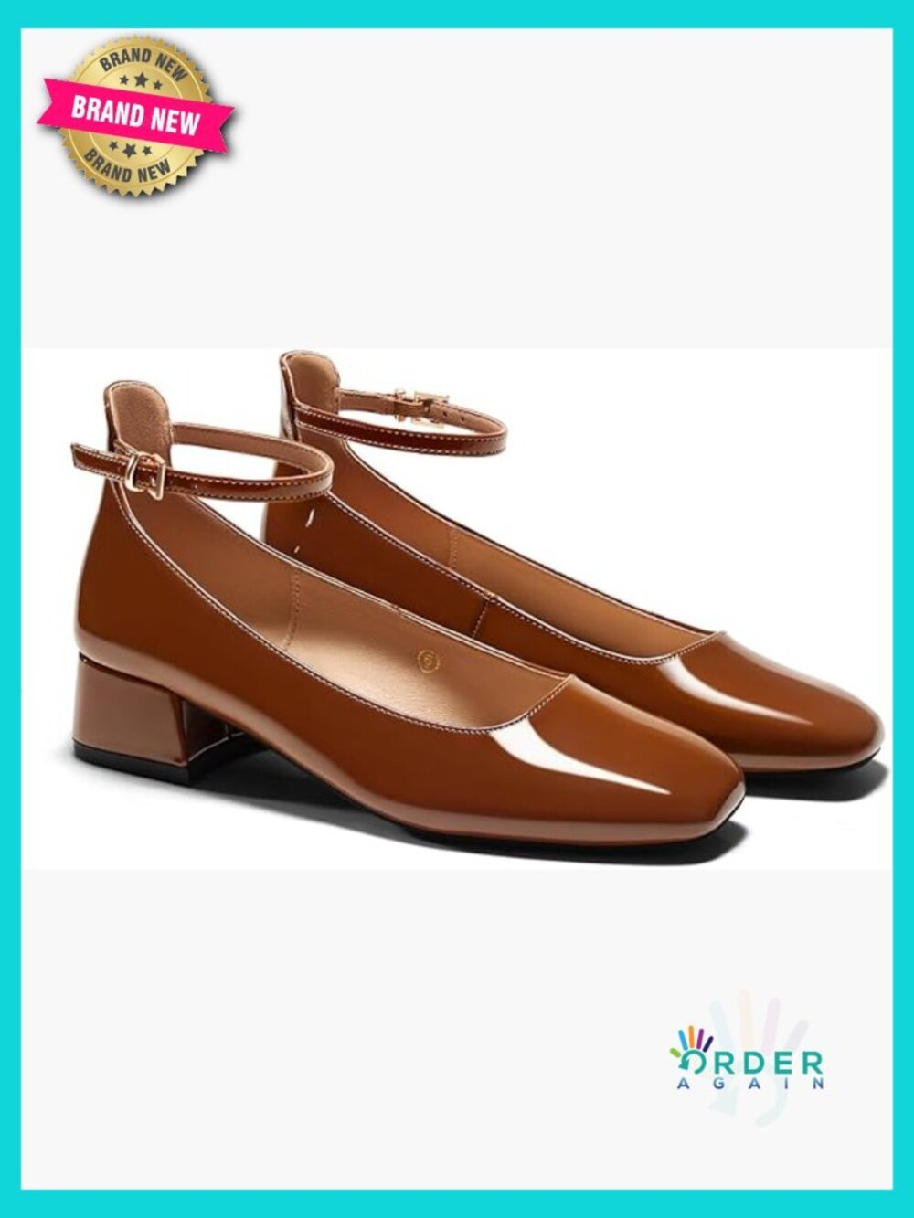 Women's Chunky Low Block Heels Closed Square Toe Ankle Strap Pumps